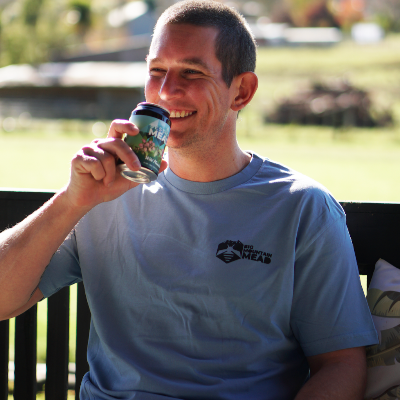 Big Mountain Mead Short Sleeved Tee in sky - front